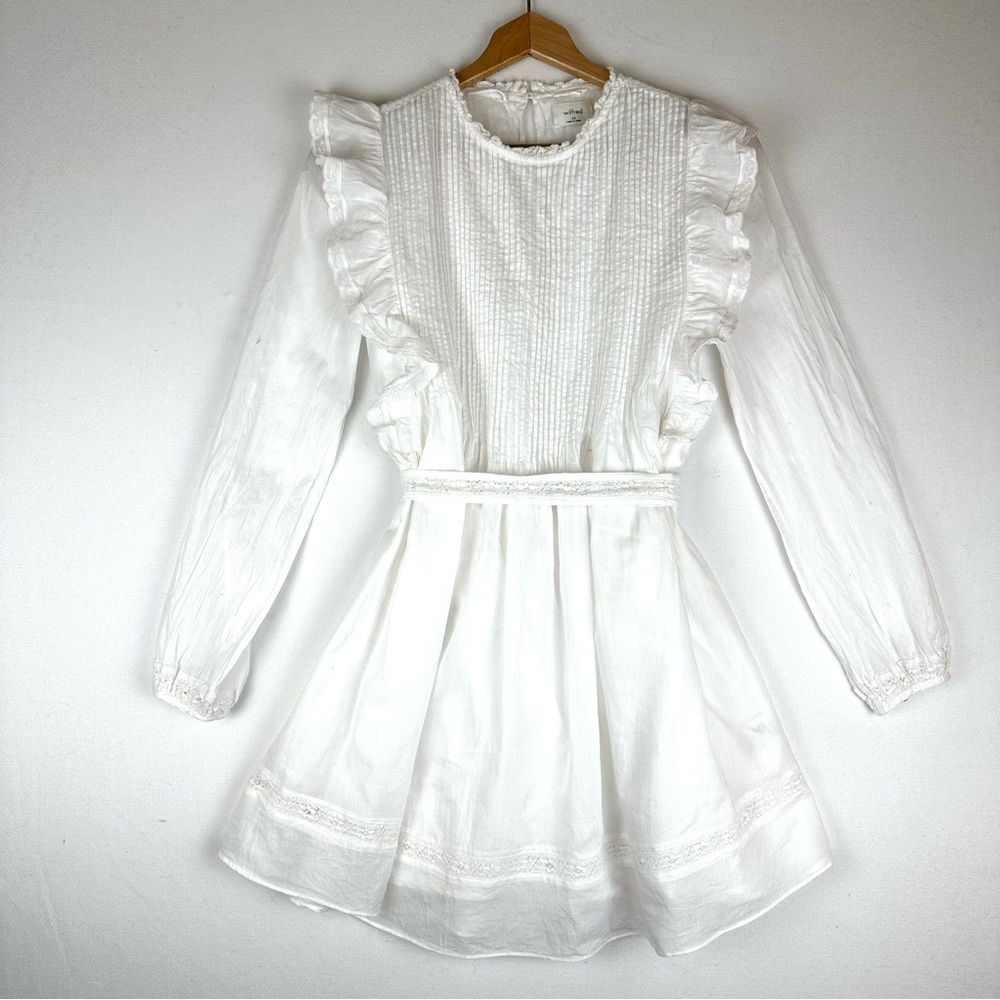 Wilfred Elia White Pintucked Mini Dress Cottagecore
